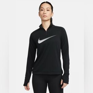 Nike Running Women's Black and Silver/White Dri-Fit Quarter-Zip